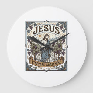 Jesus Vineyard Grapevine Jesus Vineyard Grapevine  Large Clock