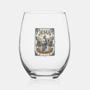 Jesus Vineyard Grapevine Jesus Vineyard Grapevine  Stemless Wine Glass