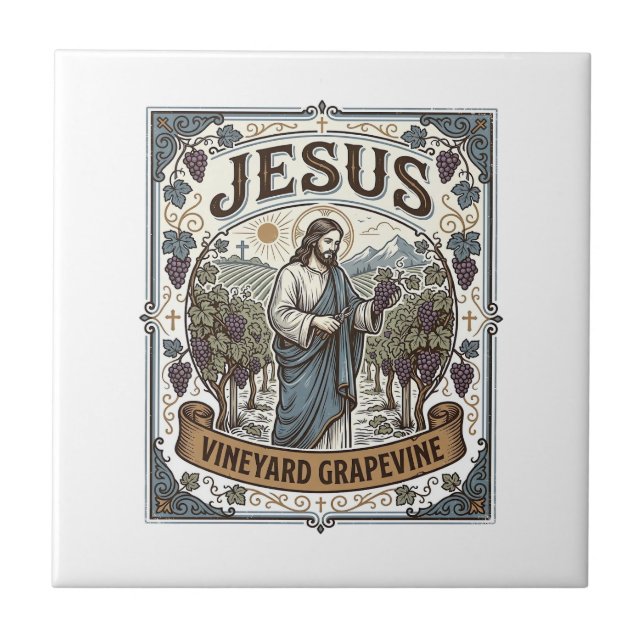 Jesus Vineyard Grapevine Jesus Vineyard Grapevine  Tile (Front)