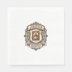 Jesus Vintage Postage Stamp Jesus Vintage Postage  Napkin