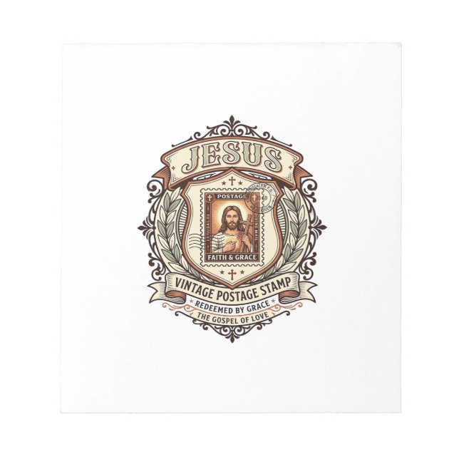 Jesus Vintage Postage Stamp Jesus Vintage Postage  Notepad (Front)