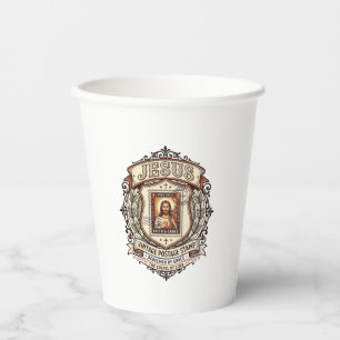 Jesus Vintage Postage Stamp Jesus Vintage Postage  Paper Cups