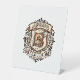 Jesus Vintage Postage Stamp Jesus Vintage Postage  Pedestal Sign