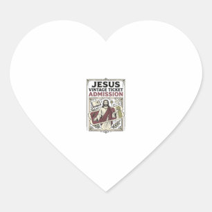 Jesus Vintage Ticket Admission Jesus Vintage Ticke Heart Sticker