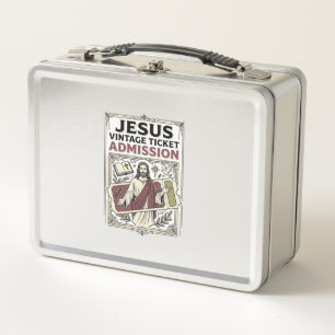 Jesus Vintage Ticket Admission Jesus Vintage Ticke Metal Lunch Box