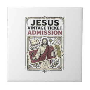 Jesus Vintage Ticket Admission Jesus Vintage Ticke Tile
