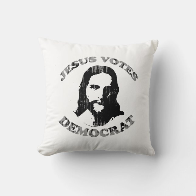 Jesus votes democrat Faded.png Cushion (Front)