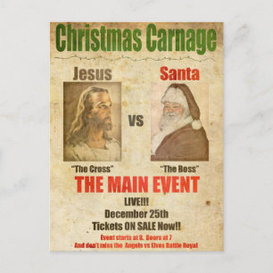 Jesus vs Santa Holiday Postcard