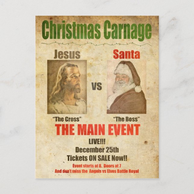 Jesus vs Santa Holiday Postcard (Front)