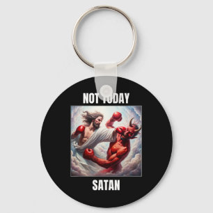 Jesus Vs Satan In A Boxing Match - Not Today Satan Key Ring