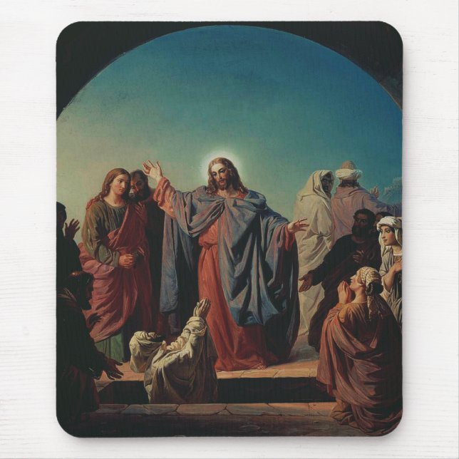 Jesus Wakes Lazarus Biblical Art Devotional Mouse Pad (Front)