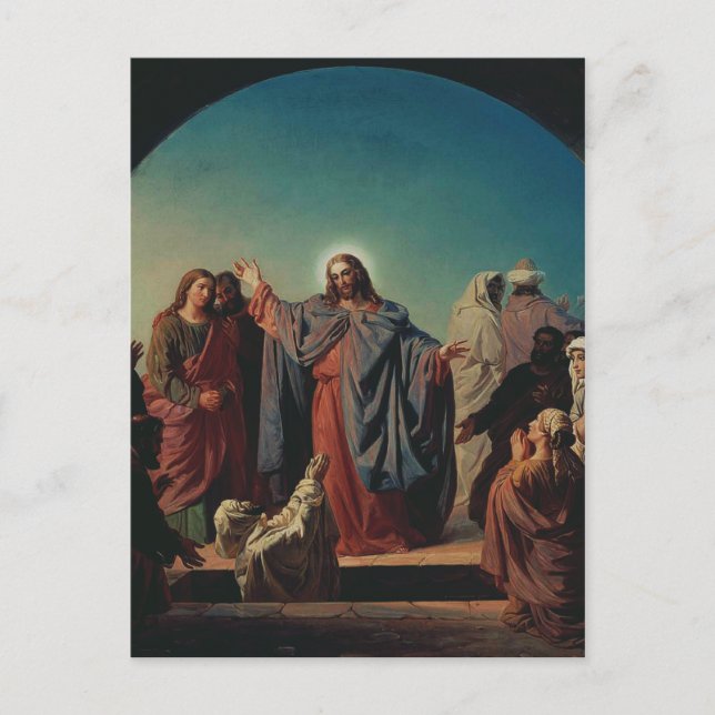 Jesus Wakes Lazarus Biblical Art Devotional Postcard (Front)