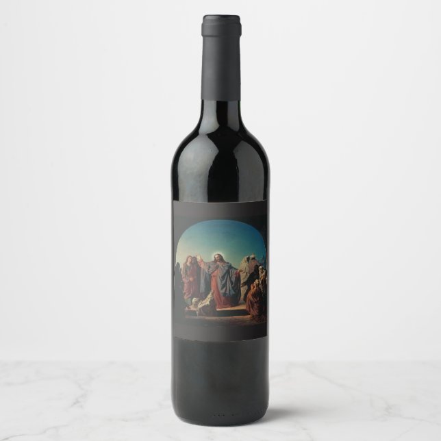 Jesus Wakes Lazarus by Robert Wilhelm Ekman  Wine Label (Front)