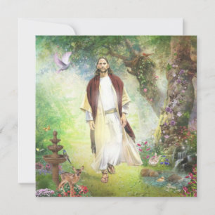 Jesus Walking In The Garden Of Gethsemane Holiday  Card