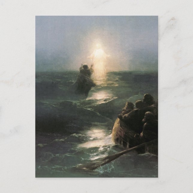 Jesus Walking on Stormy Seas Postcard (Front)