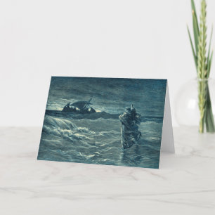 Jesus Walking on the Sea Bible Card
