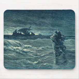 Jesus Walking on the Sea Bible Mouse Pad