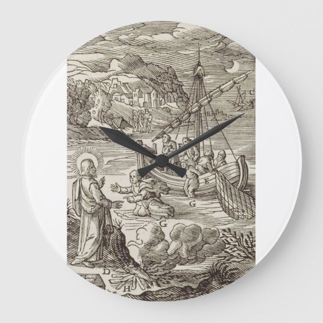 Jesus walking on water large clock (Front)