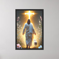 Jesus Walking Towards Glowing Cross