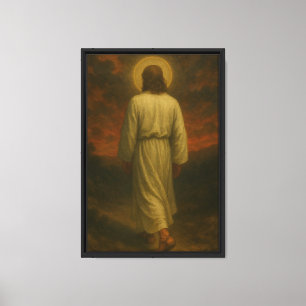 Jesus Walking Towards Light Canvas Print