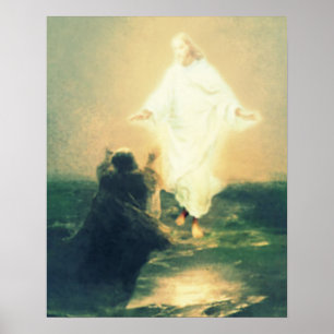 Jesus Walks on Water Miracle & St Peter Poster