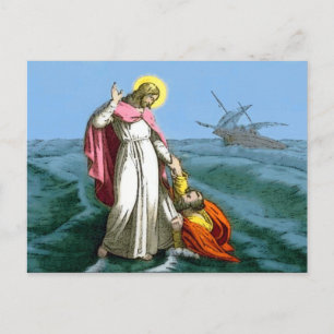 Jesus Walks on Water Postcard
