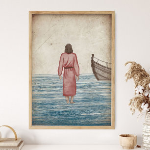 Jesus walks on water _Scripture Wall Art, Bible Poster