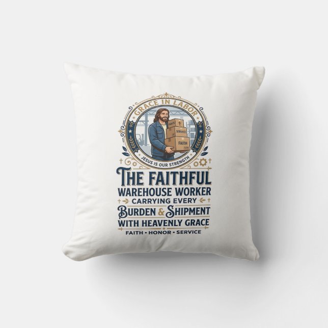 Jesus Warehouse Logistics Graphic Tee Christian Ar Cushion (Front)