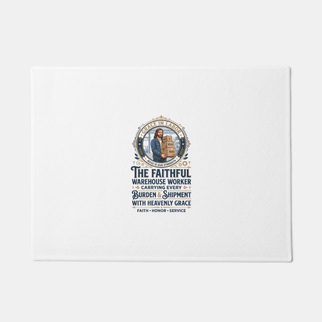 Jesus Warehouse Logistics Graphic Tee Christian Ar Doormat (Front)