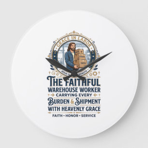 Jesus Warehouse Logistics Graphic Tee Christian Ar Large Clock