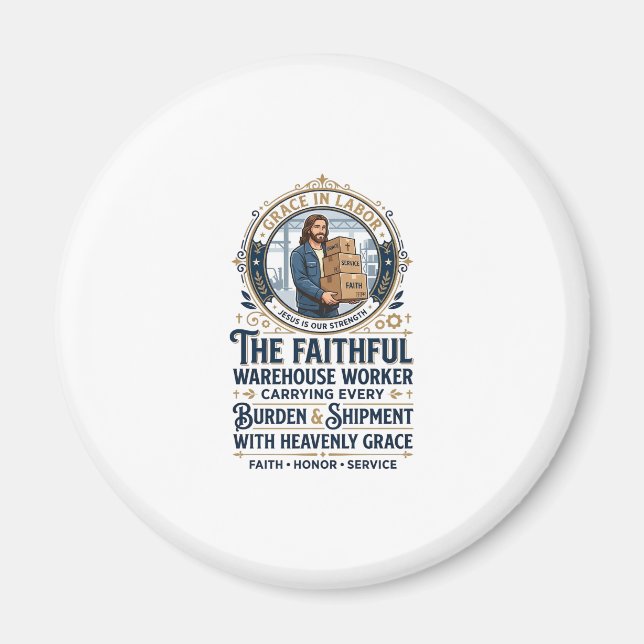 Jesus Warehouse Logistics Graphic Tee Christian Ar Magnet (Front)