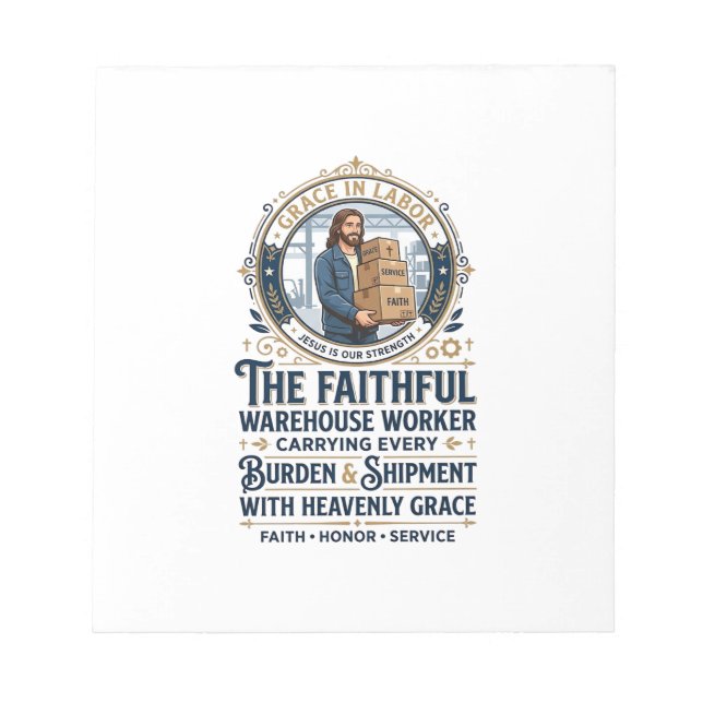 Jesus Warehouse Logistics Graphic Tee Christian Ar Notepad (Front)