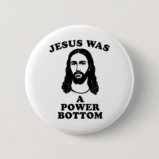 Jesus Was A Power Bottom Funny Pride Christmas Gag 6 Cm Round Badge (Front)