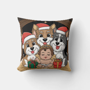 Jesus was born yorkies adoring cushion