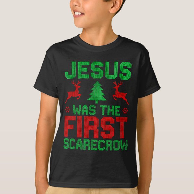 Jesus Was The First-ecrow Reindeer Ugly Sweater Xm (Front)