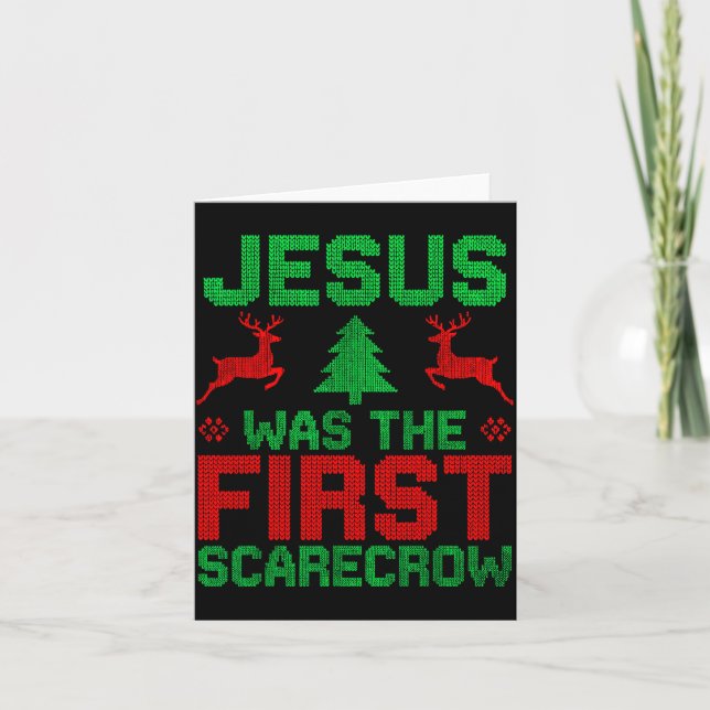 Jesus Was The First-ecrow Reindeer Ugly Sweater Xm Card (Front)