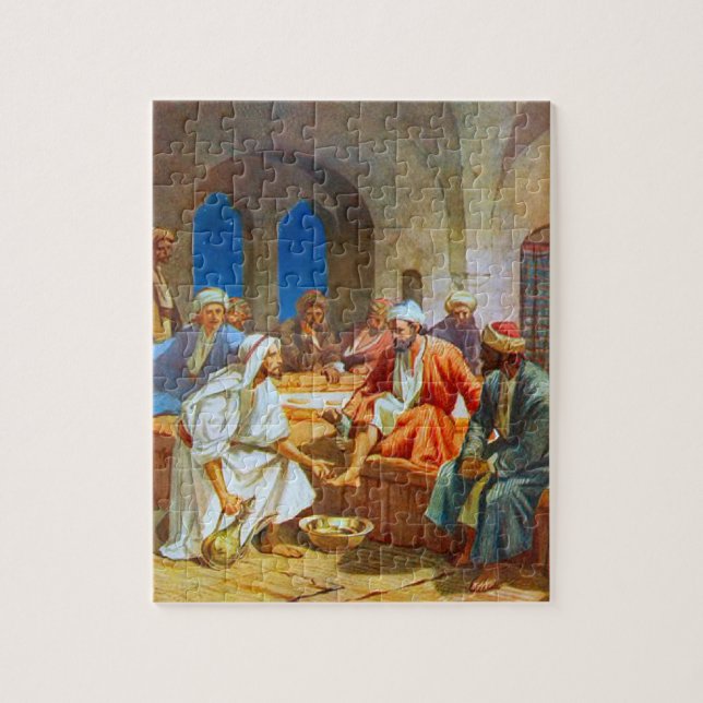 Jesus Washing Feet Biblical Scene Jigsaw Puzzle (Vertical)