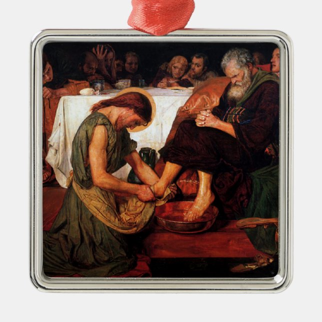 Jesus Washing Peter's Feet Metal Tree Decoration (Front)