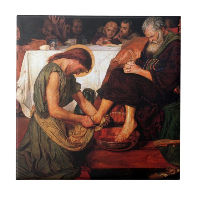 Jesus Washing Peter's Feet Tile (Front)