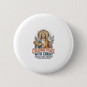 Jesus Watercolor Hobby T-Shirt Inspirational Faith 6 Cm Round Badge