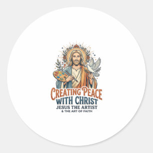 Jesus Watercolor Hobby T-Shirt Inspirational Faith Classic Round Sticker