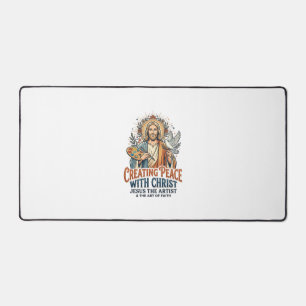 Jesus Watercolor Hobby T-Shirt Inspirational Faith Desk Mat