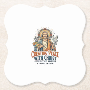 Jesus Watercolor Hobby T-Shirt Inspirational Faith Paper Coaster