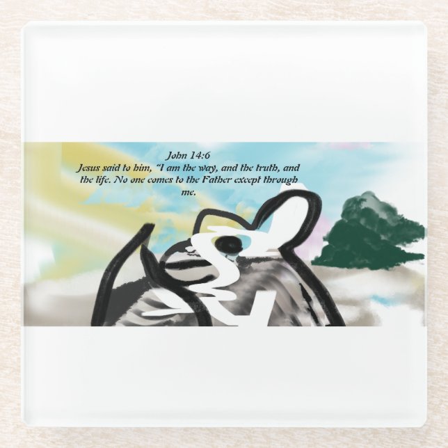 Jesus way glass coaster (Front)