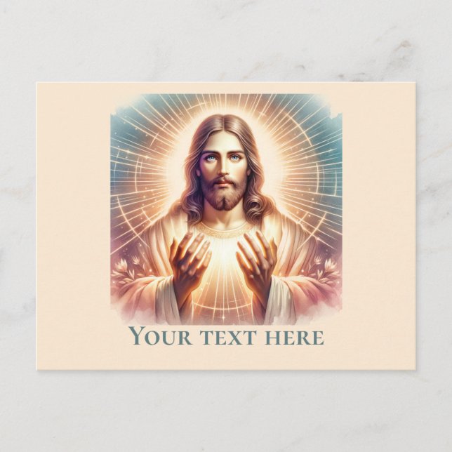 Jesus Welcoming Hands Watercolor  Postcard (Front)