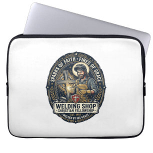 Jesus Welder Metal Shop T-Shirt Inspirational Fait Laptop Sleeve