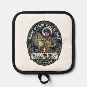 Jesus Welder Metal Shop T-Shirt Inspirational Fait Pot Holder