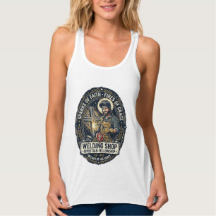Jesus Welder Metal Shop T-Shirt Inspirational Fait Singlet