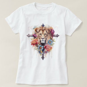 Jesus Wild Flowers Lion Of God Christian T-Shirt