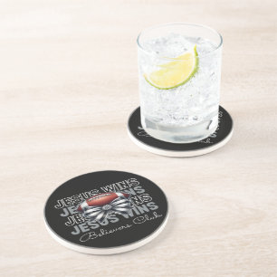 Jesus Wins Believers Club Football-Themed Coasters